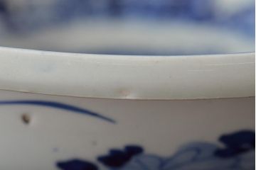 明治〜大正　鯛に海老　図変わり　印判　深鉢(深皿、和食器)(R-045405)