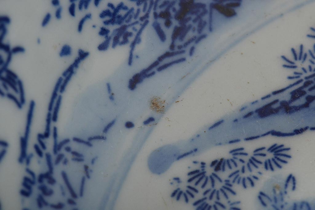 明治〜大正　鯛に海老　図変わり　印判　深鉢(深皿、和食器)(R-045405)