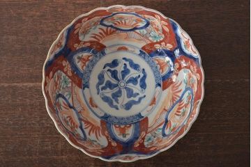 明治期　伊万里焼　色絵染付　深鉢(深皿、和食器)(R-045406)