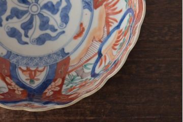 明治期　伊万里焼　色絵染付　深鉢(深皿、和食器)(R-045406)