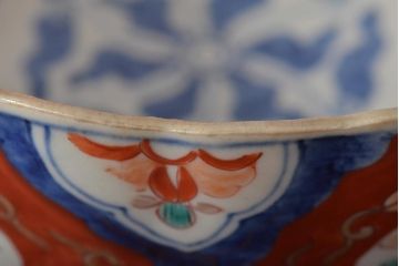 明治期　伊万里焼　色絵染付　深鉢(深皿、和食器)(R-045406)