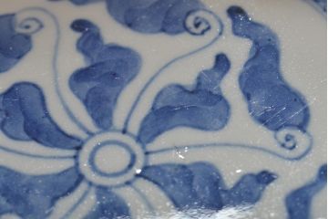 明治期　伊万里焼　色絵染付　深鉢(深皿、和食器)(R-045406)