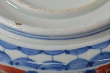 明治期　伊万里焼　色絵染付　深鉢(深皿、和食器)(R-045406)