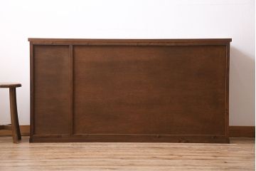 ラフジュ工房オリジナル　古建具リメイク　引き出し付き　色ガラス・レトロガラスが魅力のサイドボード(ガラス戸棚、収納棚、キャビネット)(R-045418)