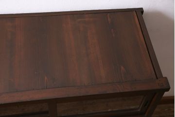 アンティーク家具　昭和初期　前面ケヤキ・ヒノキ材　組子格子が美しい水屋箪笥(収納棚、食器棚)(R-045420)