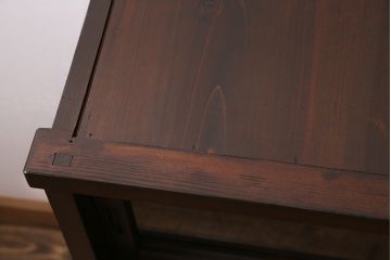 アンティーク家具　昭和初期　前面ケヤキ・ヒノキ材　組子格子が美しい水屋箪笥(収納棚、食器棚)(R-045420)