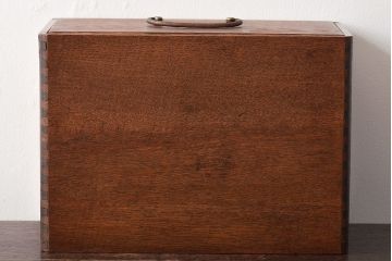 アンティーク家具　昭和レトロ　仕切り付き　シンプルなデザインの小引き出し(小物収納、小物入れ)(R-045477)