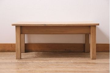 アンティーク家具　ストリップド(剥離)　昭和初期　栓材　素朴さが魅力の文机(ローテーブル)(R-045478)