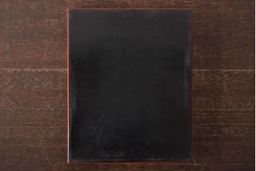 明治〜大正　古い硯箱(堆朱?、木製、彫刻、楼閣、山水)(R-045484)