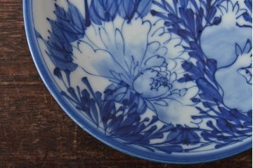 明治〜大正　其王軒豊吉製　柘榴文　染付皿5枚(中皿、和食器)(R-045488)