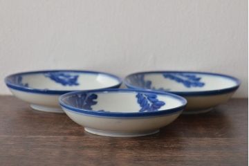 明治〜大正　蕪の図　染付小皿3枚(古染付、中国?)(R-045494)