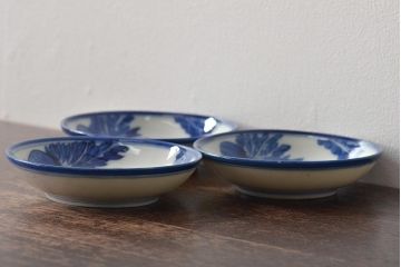明治〜大正　蕪の図　染付小皿3枚(古染付、中国?)(R-045494)