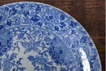 大正〜昭和初期　花蝶文6寸印判皿5枚(伊万里焼、和食器)(R-045495)