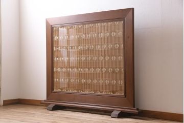 ビンテージ家具　昭和中期　両面ガラス　上手物!組子細工が目を惹くつい立て(衝立、仕切り、パーテーション、組子、ヴィンテージ)(R-045499)