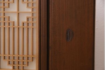 ビンテージ家具　昭和中期　両面ガラス　上手物!組子細工が目を惹くつい立て(衝立、仕切り、パーテーション、組子、ヴィンテージ)(R-045499)