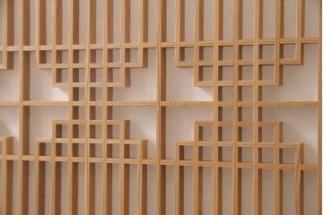 ビンテージ家具　昭和中期　両面ガラス　上手物!組子細工が目を惹くつい立て(衝立、仕切り、パーテーション、組子、ヴィンテージ)(R-045499)