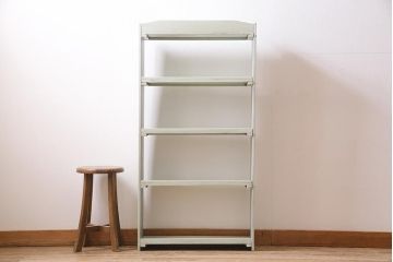 ペイント家具　昭和中期　フレンチカントリーにぴったりなオープンラック(本棚、ウッドシェルフ、収納棚、飾り棚)(R-045501)
