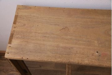 アンティーク家具　大正昭和初期　ストリップド(剥離)　桐材の柔らかな木肌が楽しめるガラス戸棚(収納棚、食器棚、キャビネット)(R-045503)