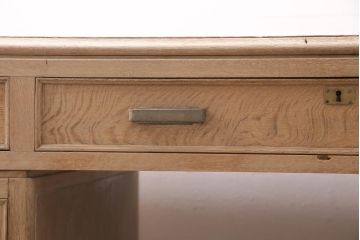 アンティーク家具　昭和中期　ストリップド(剥離)　ナラ材　組立て式　優しい色合いの木肌が素敵な両袖デスク(机、在宅ワーク、在宅用ワークデスク、作業台)(R-045519)