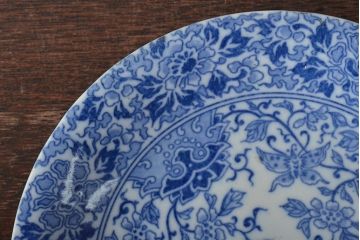 大正〜昭和初期　花蝶文6寸印判皿5枚(伊万里焼、和食器)(R-045521)