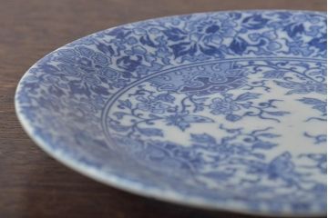 大正〜昭和初期　花蝶文6寸印判皿5枚(伊万里焼、和食器)(R-045521)