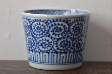 江戸〜明治期　古伊万里　蛸唐草文染付　蕎麦猪口2客(和食器)(R-045522)