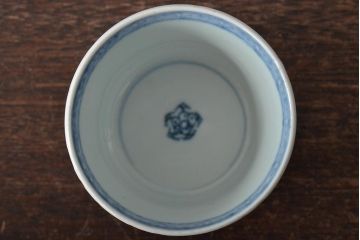 江戸〜明治期　古伊万里　蛸唐草文染付　蕎麦猪口2客(和食器)(R-045523)