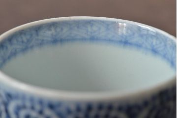 江戸〜明治期　古伊万里　蛸唐草文染付　蕎麦猪口2客(和食器)(R-045523)