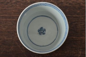 江戸〜明治期　古伊万里　蛸唐草文染付　蕎麦猪口2客(和食器)(R-045525)