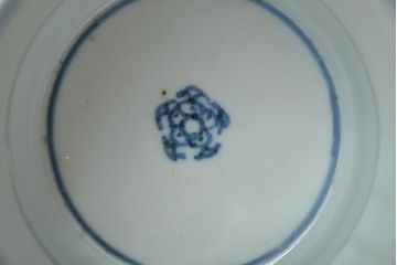 江戸〜明治期　古伊万里　蛸唐草文染付　蕎麦猪口2客(和食器)(R-045525)