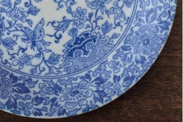 大正〜昭和初期　花蝶文6寸印判皿5枚(伊万里焼、和食器)(R-045526)