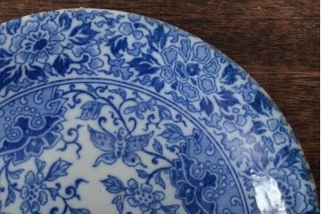 大正〜昭和初期　花蝶文6寸印判皿5枚(伊万里焼、和食器)(R-045527)