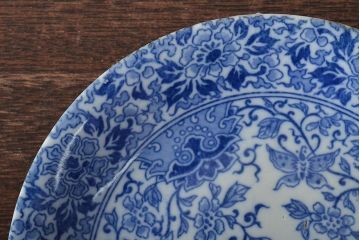 大正〜昭和初期　花蝶文6寸印判皿5枚(伊万里焼、和食器)(R-045527)