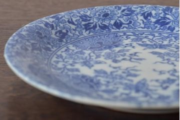 大正〜昭和初期　花蝶文6寸印判皿5枚(伊万里焼、和食器)(R-045527)