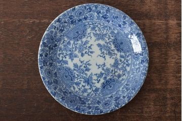 大正〜昭和初期　花蝶文6寸印判皿5枚(伊万里焼、和食器)(R-045528)