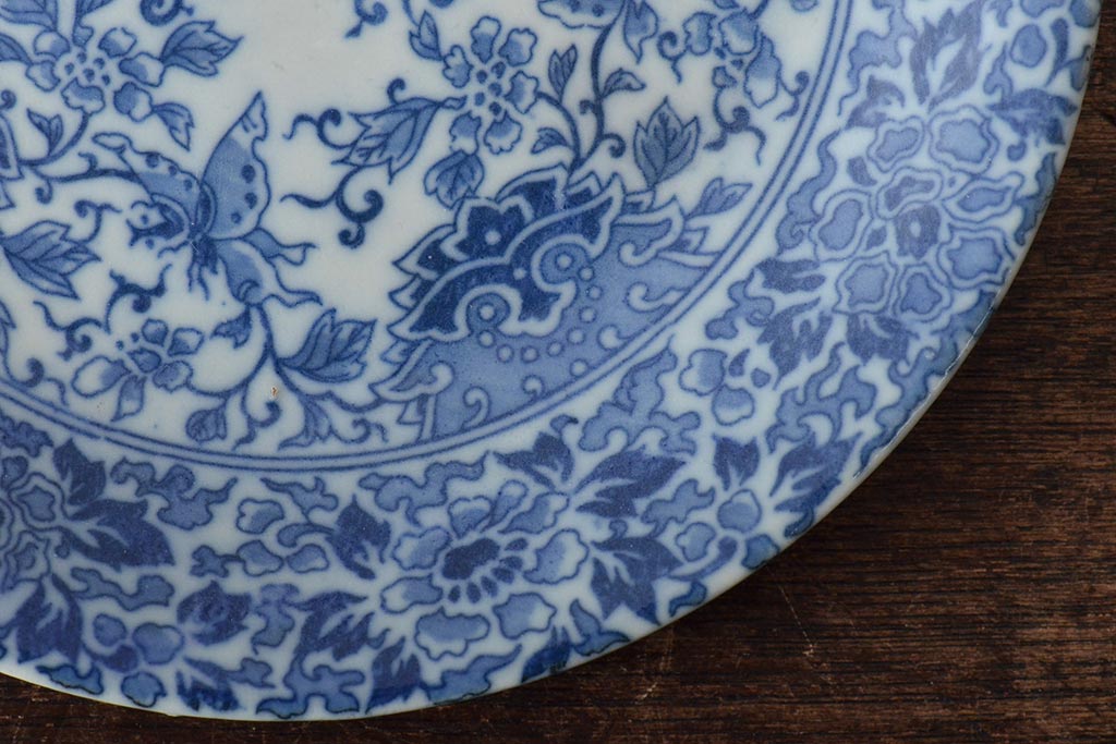 大正〜昭和初期　花蝶文6寸印判皿5枚(伊万里焼、和食器)(R-045528)