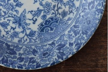 大正〜昭和初期　花蝶文6寸印判皿5枚(伊万里焼、和食器)(R-045528)