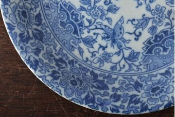 大正〜昭和初期　花蝶文6寸印判皿5枚(伊万里焼、和食器)(R-045528)