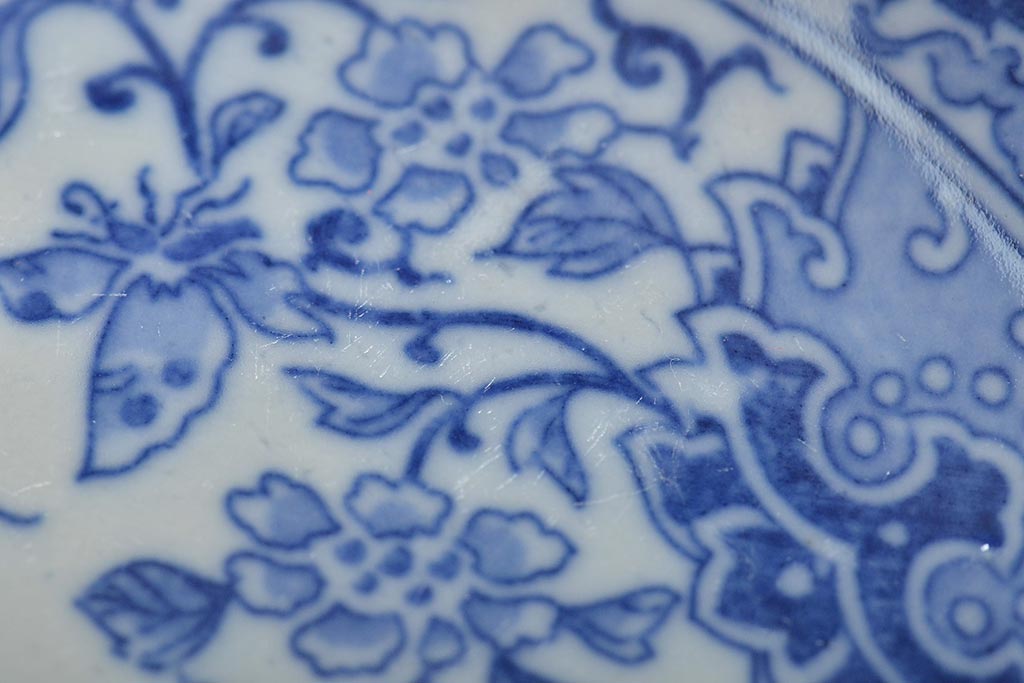 大正〜昭和初期　花蝶文6寸印判皿5枚(伊万里焼、和食器)(R-045528)