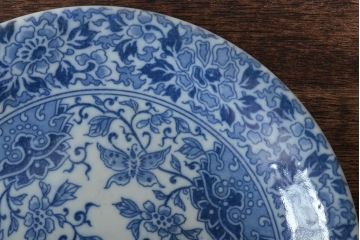 大正〜昭和初期　花蝶文6寸印判皿5枚(伊万里焼、和食器)(R-045528)
