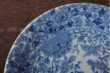 大正〜昭和初期　花蝶文6寸印判皿5枚(伊万里焼、和食器)(R-045528)