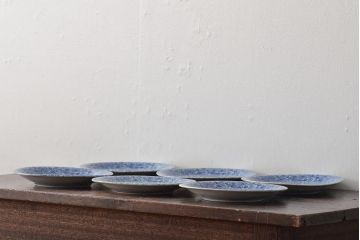 大正〜昭和初期　花蝶文6寸印判皿6枚(伊万里焼、和食器)(R-045529)