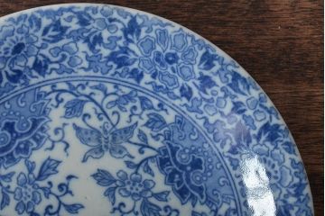 大正〜昭和初期　花蝶文6寸印判皿6枚(伊万里焼、和食器)(R-045529)