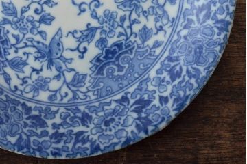 大正〜昭和初期　花蝶文6寸印判皿6枚(伊万里焼、和食器)(R-045529)