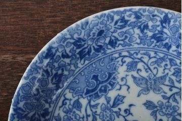 大正〜昭和初期　花蝶文6寸印判皿6枚(伊万里焼、和食器)(R-045529)