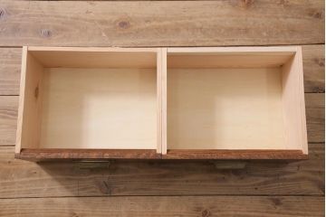 ラフジュ工房オリジナル　無垢材使用　シンプルで使い勝手の良いレトロな薄型ブックシェルフ(収納棚、本棚、ウッドシェルフ)(R-045534)