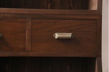 ラフジュ工房オリジナル　無垢材使用　シンプルで使い勝手の良いレトロな薄型ブックシェルフ(収納棚、本棚、ウッドシェルフ)(R-045534)