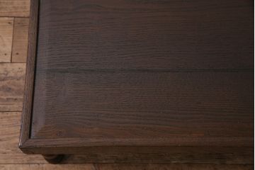 和製アンティーク　大正期　総栗材　脚の挽き加工が美しい座卓(ローテーブル、ちゃぶ台、センターテーブル)(R-045560)