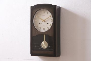 アンティーク時計　昭和レトロ　SEIKO(セイコー)　30DAY　電池式　金色の文字がお洒落な柱時計(掛け時計)(R-045565)