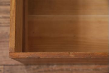 アンティーク雑貨　昭和レトロ　ヒノキ材　温かみのある質感が魅力の木製収納ボックス(小物入れ、収納箱、木箱)(R-045580)